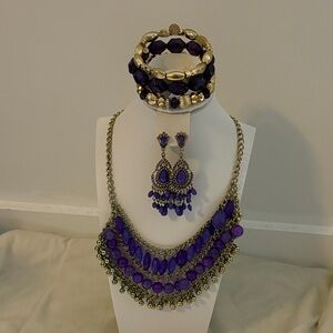 Elegant Purple and Gold/Silver Jewelry Set